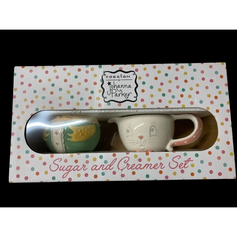 Johanna Parker Design Ceramic Sugar & Creamer Set Festive Holiday Cups Lot 6 New - Picture 11 of 14